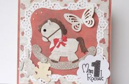 Kartka urodzinowa z konikiem brązowym