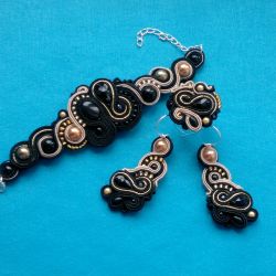 Komplet sutasz Czerń, Beż, Złoto Zamówienie dla kika15453 