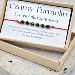 Bransoletka z czarnym turmalinem-czerwona nić