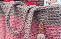Torebka ze sznurka bawełnianego koloru różowego