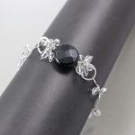 Onyks kryształ górski i srebro - bransoletka - 