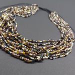 Naszyjnik Mix Korali Drobnych Brązowych Kremowych Z Drobinkami - 