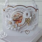 Kartka w kształcie torebki Pierwsza Komunia Święta - 