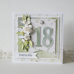 Kartka urodzinowa "18" w zielonych kolorach v.4