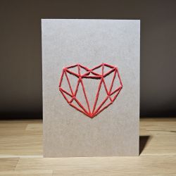 Kartka okolicznościowa - haftowana - serce