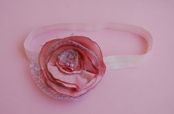 Retro opaska w brudnym różu i bieli