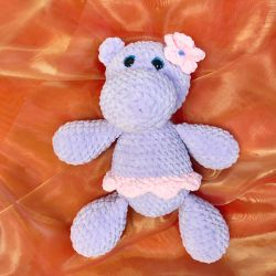Szydełkowa Hipcia Amigurumi Fioletowa Maskotka Handmade Prezent Dziecko