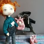 Tekstylna lalka z zestawem ubranek - Rudla lalka z dodatkowym ubrankiem