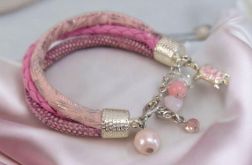 Bransoletka rzemykowa jasny róż