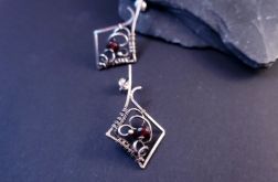 Caro - Srebrne kolczyki z granatem | fasetowany granat, srebro