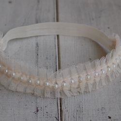 Perełki & tiul - diadem/opaska niemowlęca