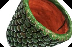 Doniczka Ceramiczna Ręcznie Robiona Zielona 19x20 cm Unikat Loft