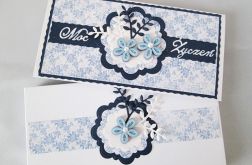 Kartka MOC ŻYCZEŃ biało-granatowa