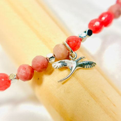 Naszyjnik z naturalnego Rodochrozytu i Jadeitu