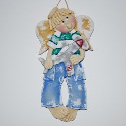 Kiedyś polecę - aniołek z masy solnej, prezent, dekoracja
