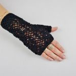 Mitenki Hand Made czarne - Modne rękawiczki