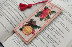 Ręcznie haftowana świąteczna zakładka do książki - Magia Świąt