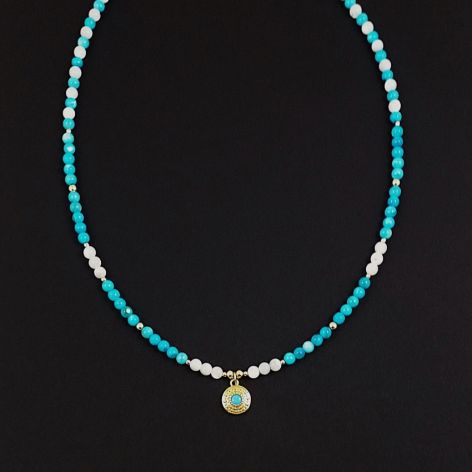 Naszyjnik biało niebieski.