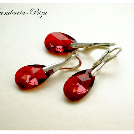 Komplet Swarovski Migdał 16mm Red Magma