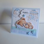 Personalizowana kartka na narodziny miś n ręcznie robiona - Personalizowana kartka na narodziny miś n ręcznie robiona
