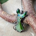 Kot zielony Zezik - fusing kot