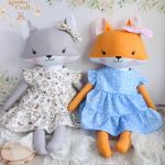 Lisek Pola przytulanka sukieneczka beż-bordo - 