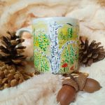 Kubek makolągwy brzozy w pejzażu ręcznie malowany kubek 270 ml. - ręcznie malowany
