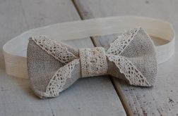 Opaska niemowlęca - Lniana z koronką