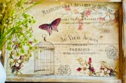 Ręcznie stylizowana taca vintage, inspirowana starymi wnętrzami