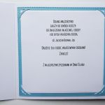 Elegancka kartka ślubna z życzeniami - Niebieska kartka ślubna
