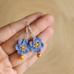 Kolczyki szydełkowe Niebieskie Kwiatki - 