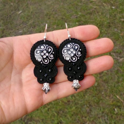 Czarne Kolczyki soutache