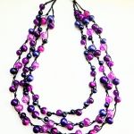 Wrzosowy naszyjnik z koralików i sznurka - 