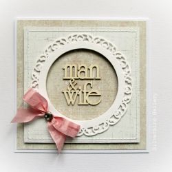 Man&Wife - kartka ślubna z różową kokardą