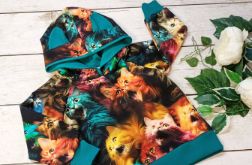 Bluza z kapturem i uszami w kolorowe koty r.92 wyprzedaż
