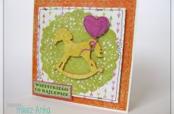 Kolorowa KARTKA z konikiem na URODZINY 1