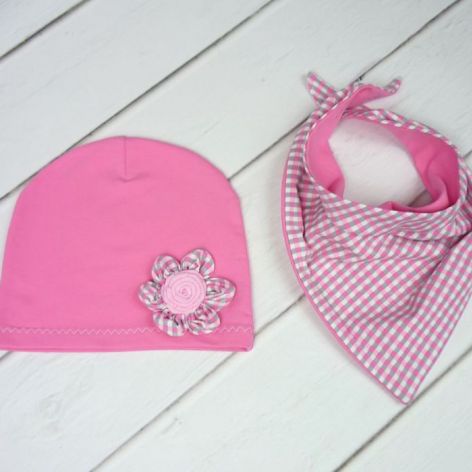 Różowa czapka i chusta dla dziewczynki