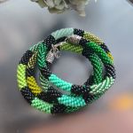 Naszyjnik Zielony Wąż Sznur Koralikowy - 