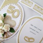 Kartka ROCZNICA ŚLUBU złocisto-biała - Kartka na rocznicę ślubu z różami