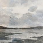 Nad morzem-akwarela formatu 25/25 cm  - 