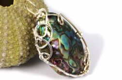 Srebrny wisior z muszlą Abalone wire wrapped