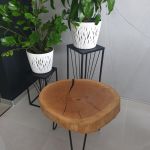 Stolik kawowy, plaster dębowy, czarna żywica - 