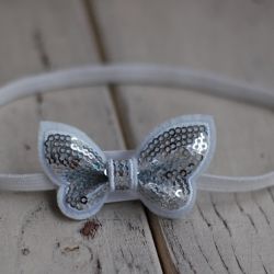 Opaska niemowlęca - Srebrny motylek
