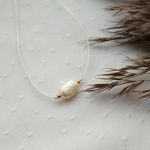 Delikatny naszyjnik z perłą hodowlaną - Subtelna perła na szyję