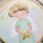 pastelowy obrazek z aniołem stróżem na chrzes - anioł dla dziecka