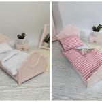 Różowe łóżko dla lalki lub misia - Różowe łózko dla lalki