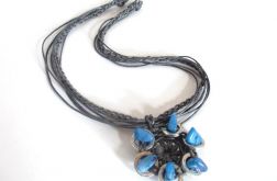 Mechaniczny kwiat - szafirowy z szarością