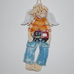 Ciuchcia czeka - aniołek z masy solnej, prezent, dekoracja - 