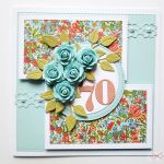 Kartka URODZINOWA z jasnoniebieskimi różami - Kartka Urodzinowa z jasnoniebieskimi kwiatami