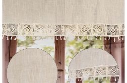 Zazdrostka Firanka Koronkowa Boho z Lnu do Kuchni Stylowa SHABBY 130/45cm